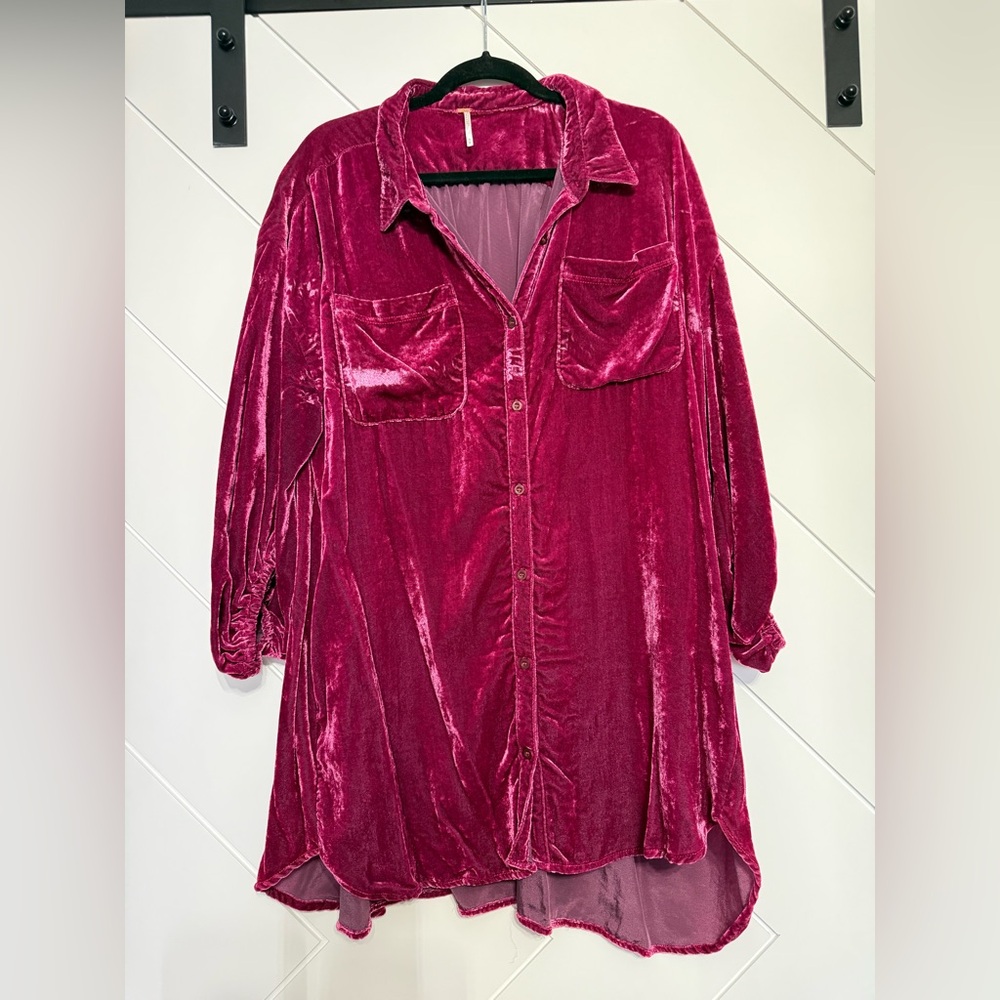 Free People Lux Velvet Shirt Dress